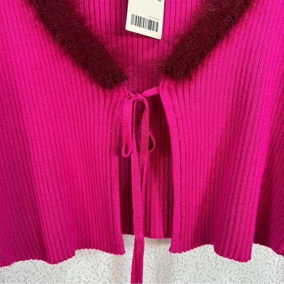 UO Rosie Faux Fur Trim Cardigan NWT Size Large - Picture 4 of 16
